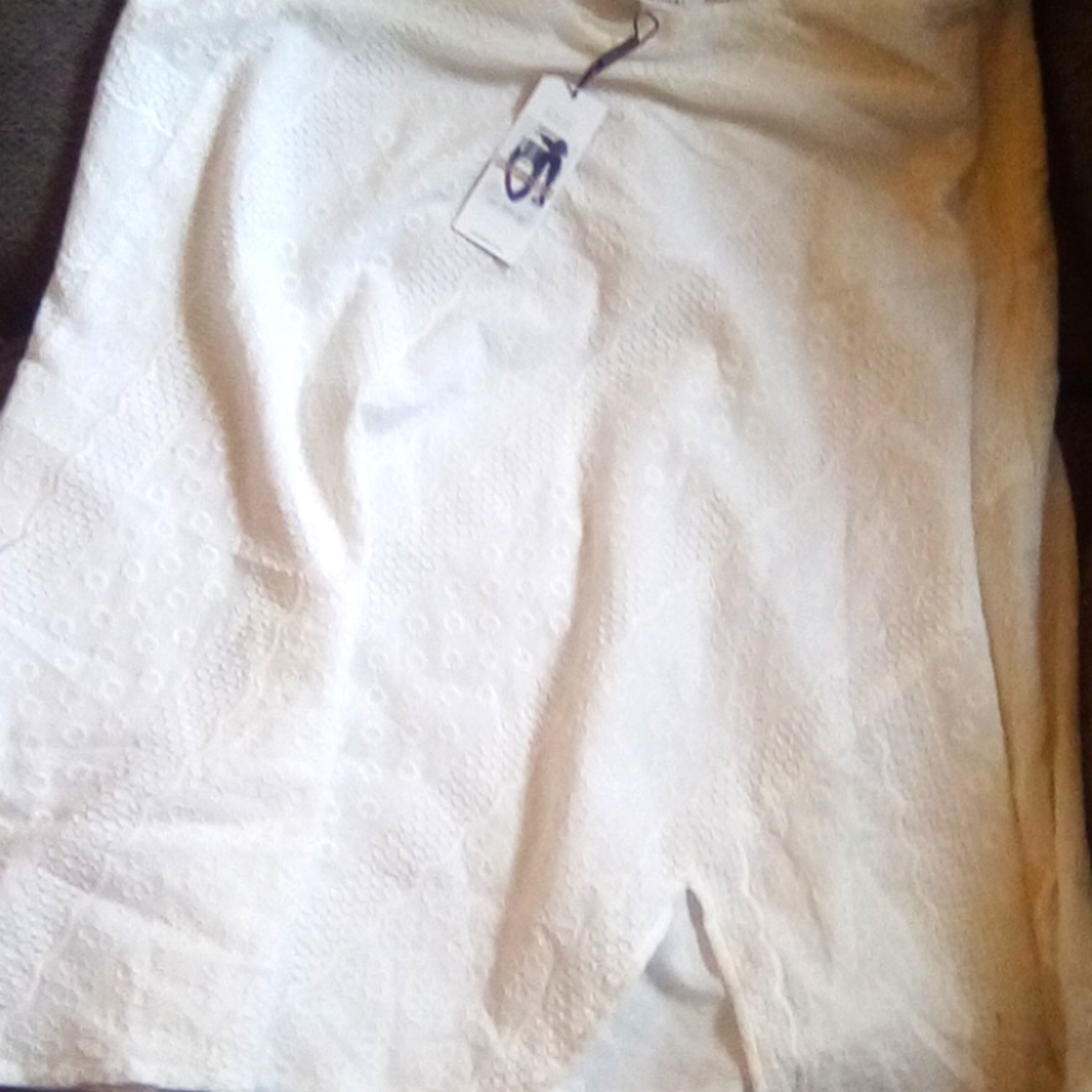 NWT Calvin Klein A Line White Cotton Midi Skirt